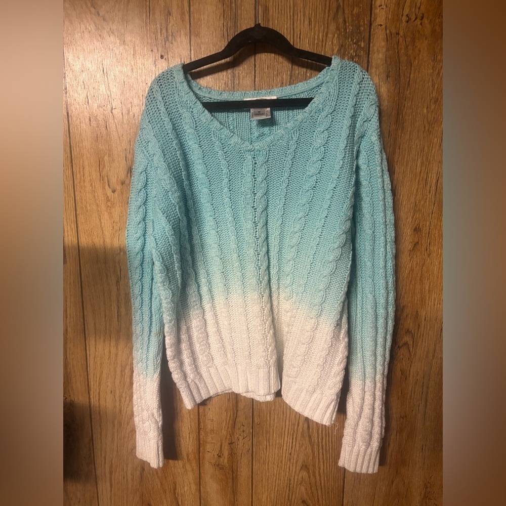 Talbots Blue and White V-Neck Sweater